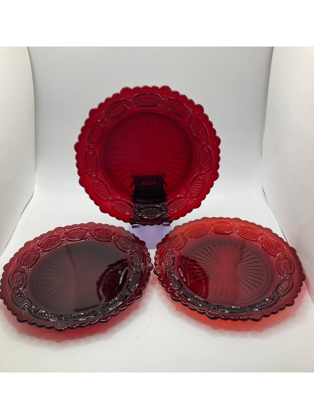 Vintage Avon Cape Cod Ruby Red Glass Salad Plates – Set of 3